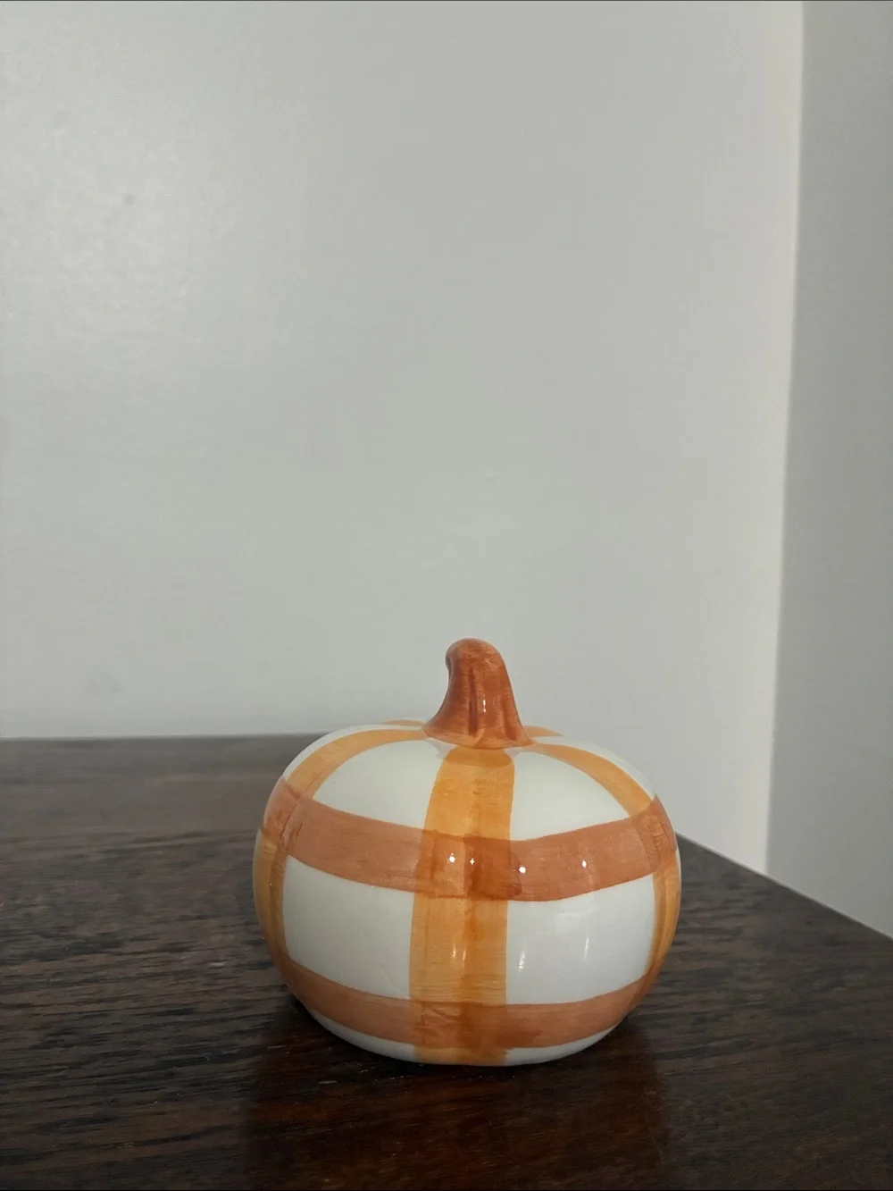NWT- Hello Fall & Orange & White Striped Ceramic Pumpkins Trio